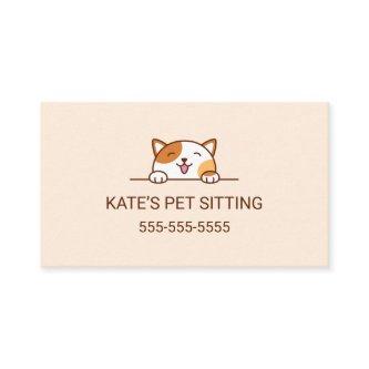 Cheerful Calico Cat Peeking Pet Sitting Service