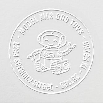 Cheerful Toy Robot Business Round Address Embosser