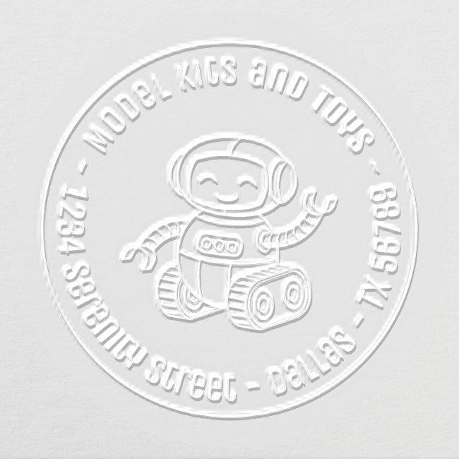 Cheerful Toy Robot Business Round Address Embosser
