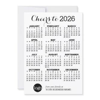 Cheers - Calendar and Logo - Black White Business Holiday Card