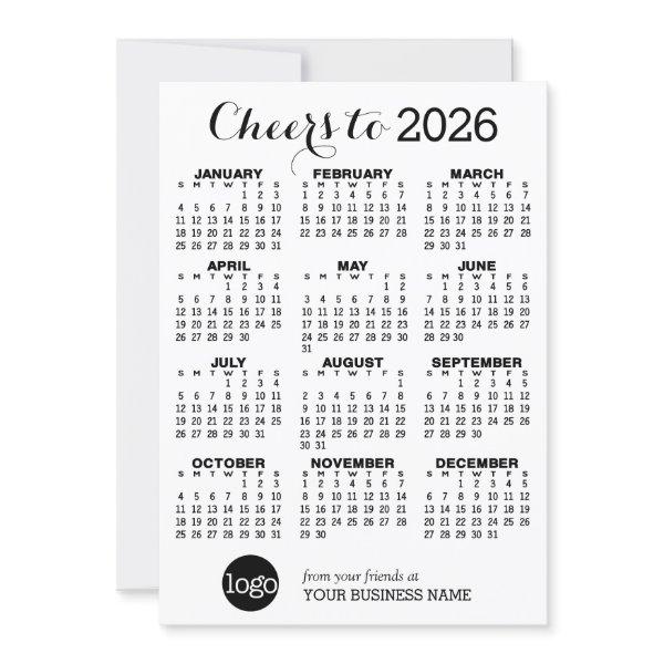 Cheers to the New Year - Black White Business Logo Holiday Card