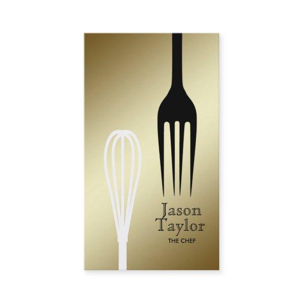 Chef Catering Restaurant Bake Fork Whisk Gold
