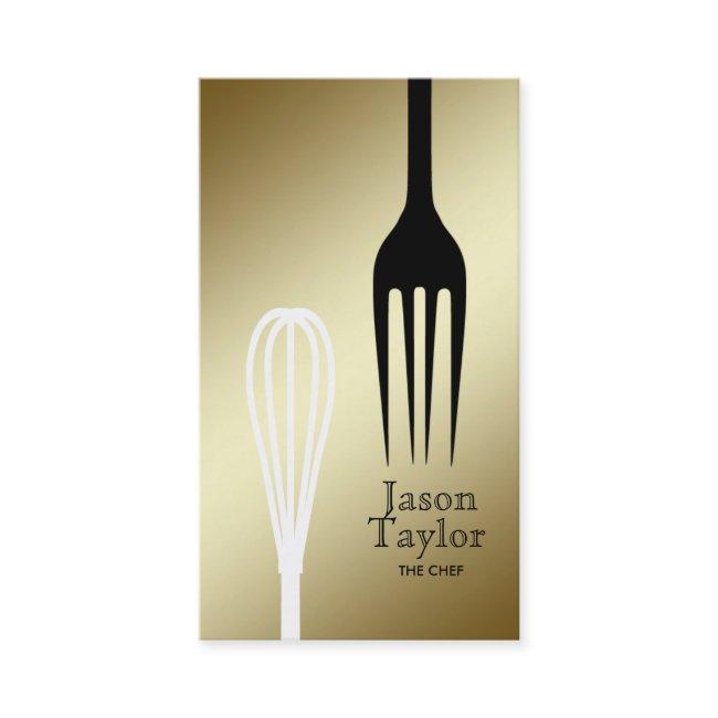 Chef Catering Restaurant Bake Fork Whisk Gold