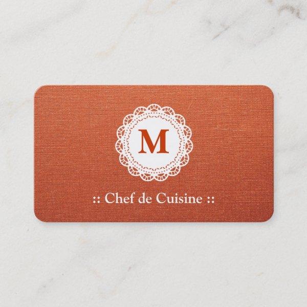 Chef de Cuisine Elegant Lace Monogram