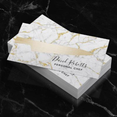 Chef Gold Knife Catering Modern White Marble