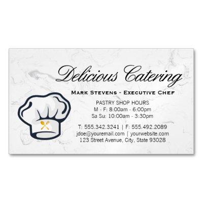 Chef Hat | Silverware | Marble Background  Magnet