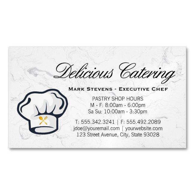 Chef Hat | Silverware | Marble Background Magnet