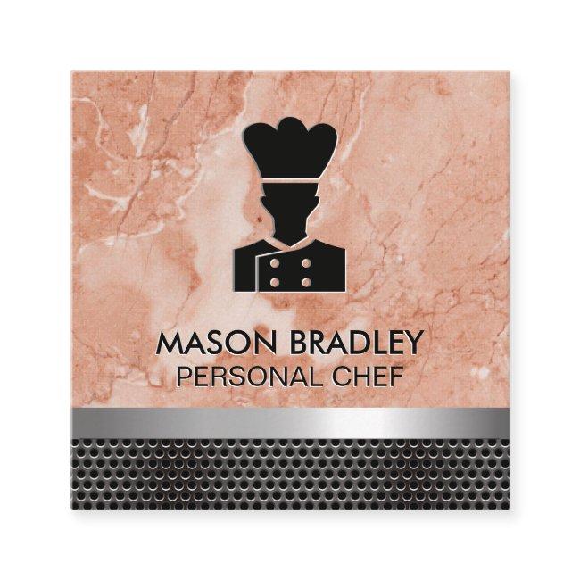 Chef | Orange Marble | Metallic Trim Square