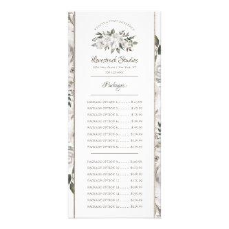 Cherish Vintage White Floral Custom Price List Rack Card