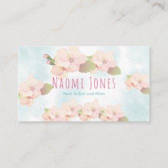Cherry Blossom Pink Floral Watercolor Mommy Card