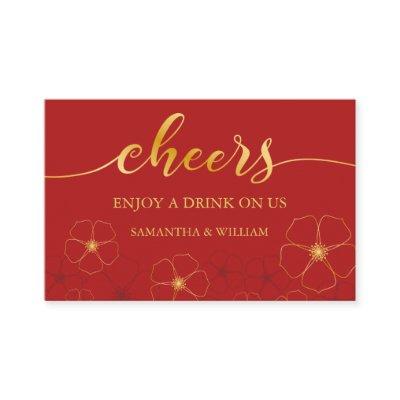 Cherry Blossoms Wedding Drink Ticket |Custom Color