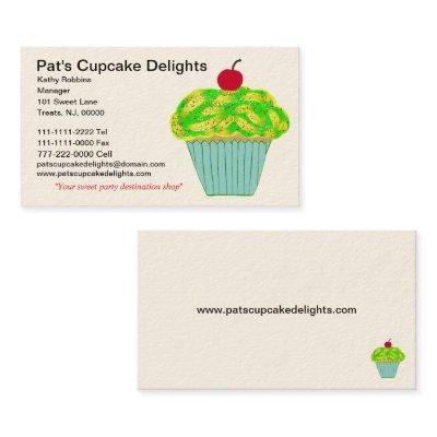 Cherry on Top Yellow Green Frosted Vanilla Cupcake