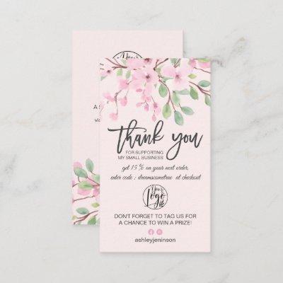 Cherry sakura pink floral logo order thank you