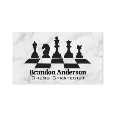 Chess Board and Pieces | Marble Background