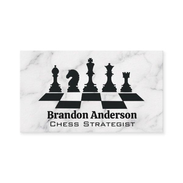 Chess Board and Pieces | Marble Background