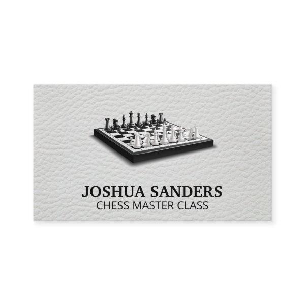 Chess Pieces on Board | Leather Background