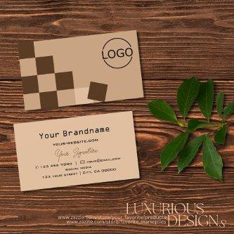 Chessboard Beige and Brown Modern with Logo Cool
