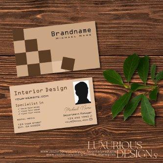 Chessboard Beige and Brown Modern with Photo Cool