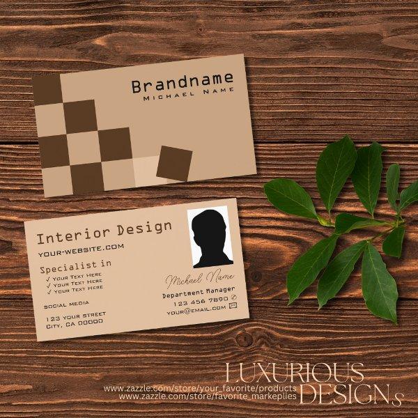 Chessboard Beige and Brown Modern with Photo Cool