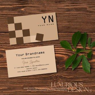 Chessboard Beige and Brown with Monogram Modern