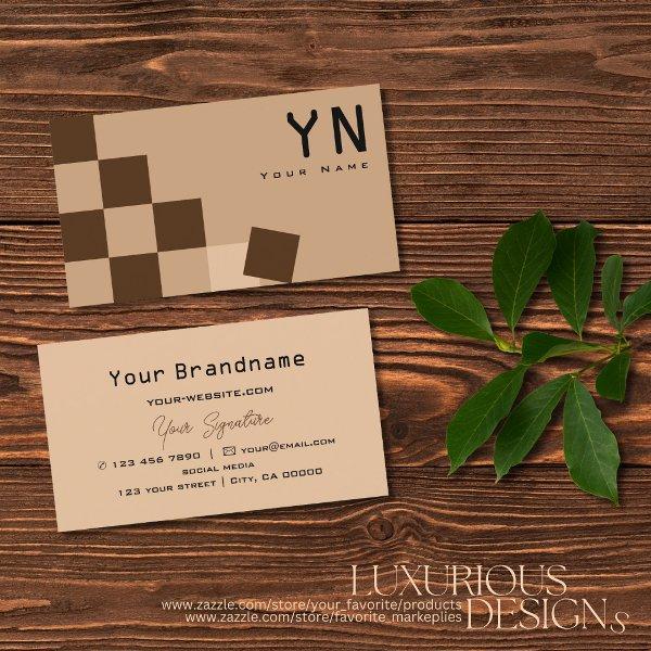 Chessboard Beige and Brown with Monogram Modern