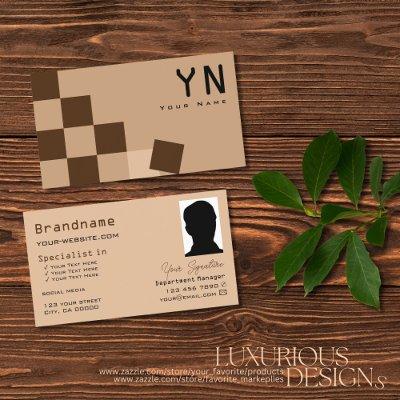 Chessboard Beige and Brown with Monogram & Photo