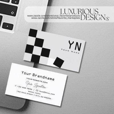 Chessboard Black Light Gray with Monogram Modern