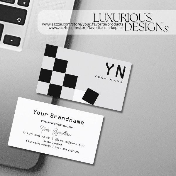 Chessboard Black Light Gray with Monogram Modern