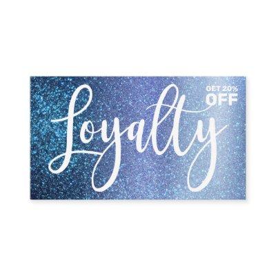 Chic Aqua Baby Blue Triple Glitter Typography Loyalty Card