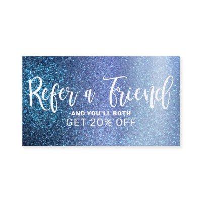 Chic Aqua Baby Blue Triple Glitter Typography Referral Card