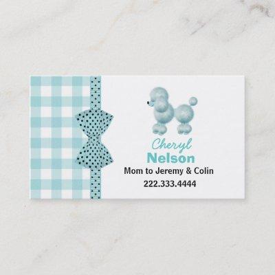 Chic Aqua French Poodle Mommy Card