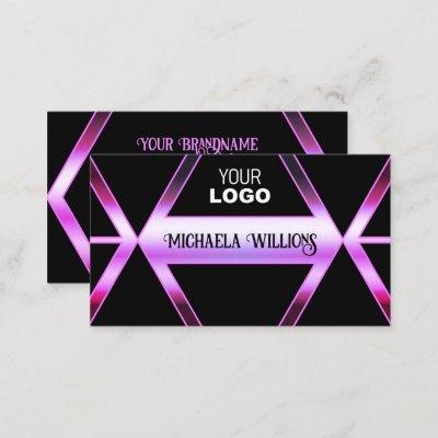 Chic Black Geometric Pink Purple Shimmer with Logo