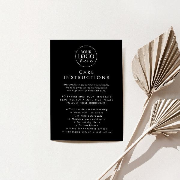Chic Black Logo Product Care Instructions Enclosure Card