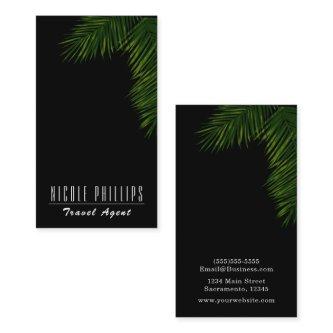 Chic Black Tropical Green Palm Tree Leaf