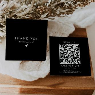 Chic Black Typography Business QR Code Thank You Discount Card