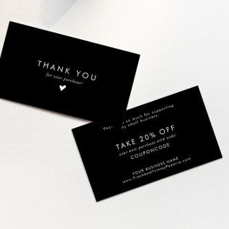 Chic Black Typography Business Thank You Discount Card