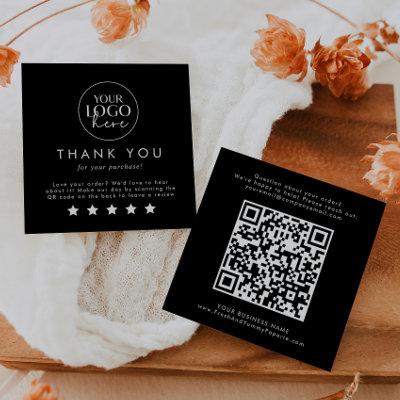 Chic Black Typography Logo QR Code Leave A Review Square