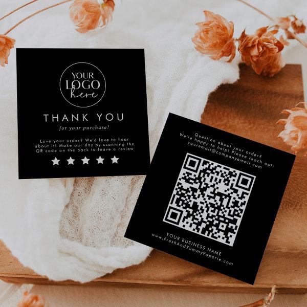 Chic Black Typography Logo QR Code Leave A Review Square