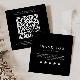 Chic Black Typography QR Code Leave A Review Square