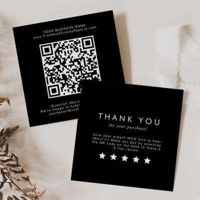 Chic Black Typography QR Code Leave A Review Square