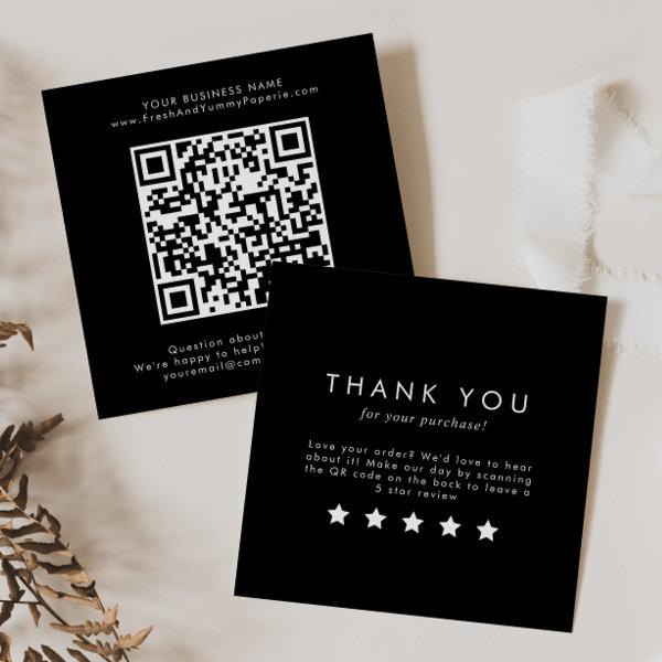 Chic Black Typography QR Code Leave A Review Square