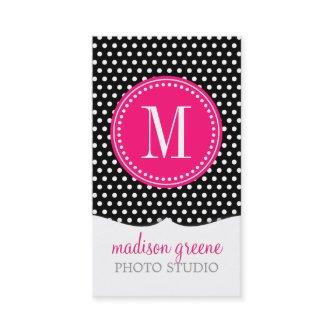 Chic Black White Polka Dots Hot Pink Personalized