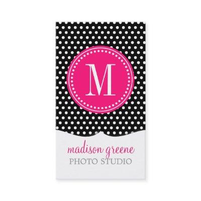 Chic Black White Polka Dots Hot Pink Personalized