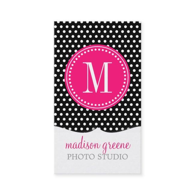 Chic Black White Polka Dots Hot Pink Personalized