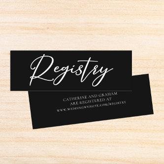 Chic Black White Typography Wedding Registry Mini