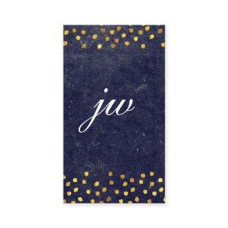 chic blue texture with golden spots monogram