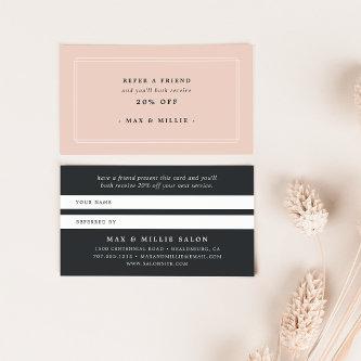 Chic Blush | Elegant Pink & Black  Referral Card