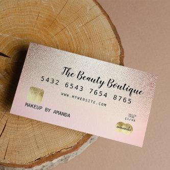 Chic Blush Pink Gold Glitter Ombre Credit Card