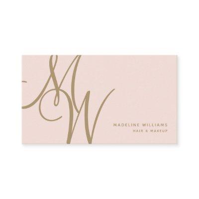 Chic Blush Pink Gold Monogram Script Initials
