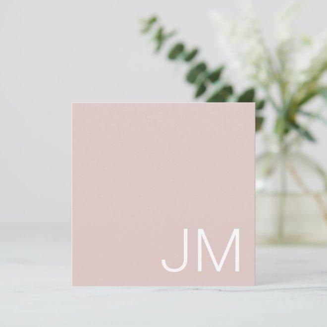 Chic Blush Pink Monogrammed Oversized Initials Note Card